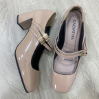 CALZADO CACHATINA - TACON MUJER - EDITH - CUERO CHAROL TAUPE - ALTURA 5.5 (7 CM)