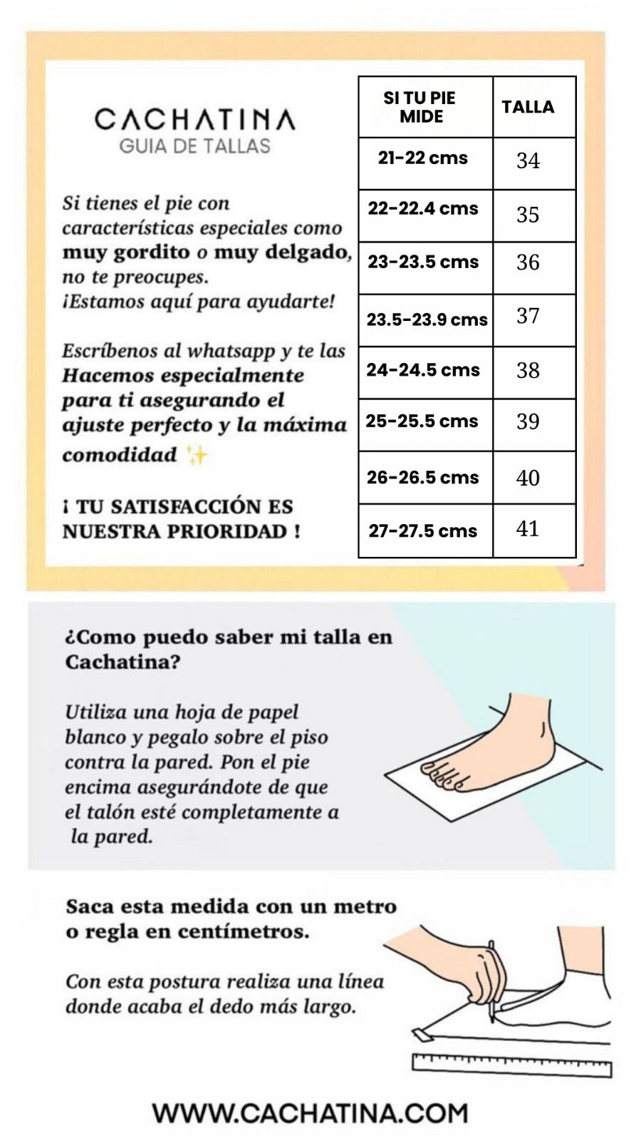 GUIA DE TALLAS CACHATINA