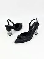 CAHENNA - CONFECCION NEGRO - TACON CRISTAL 7.5  - ESTILETO MUJER - CALZADO CACHATINA