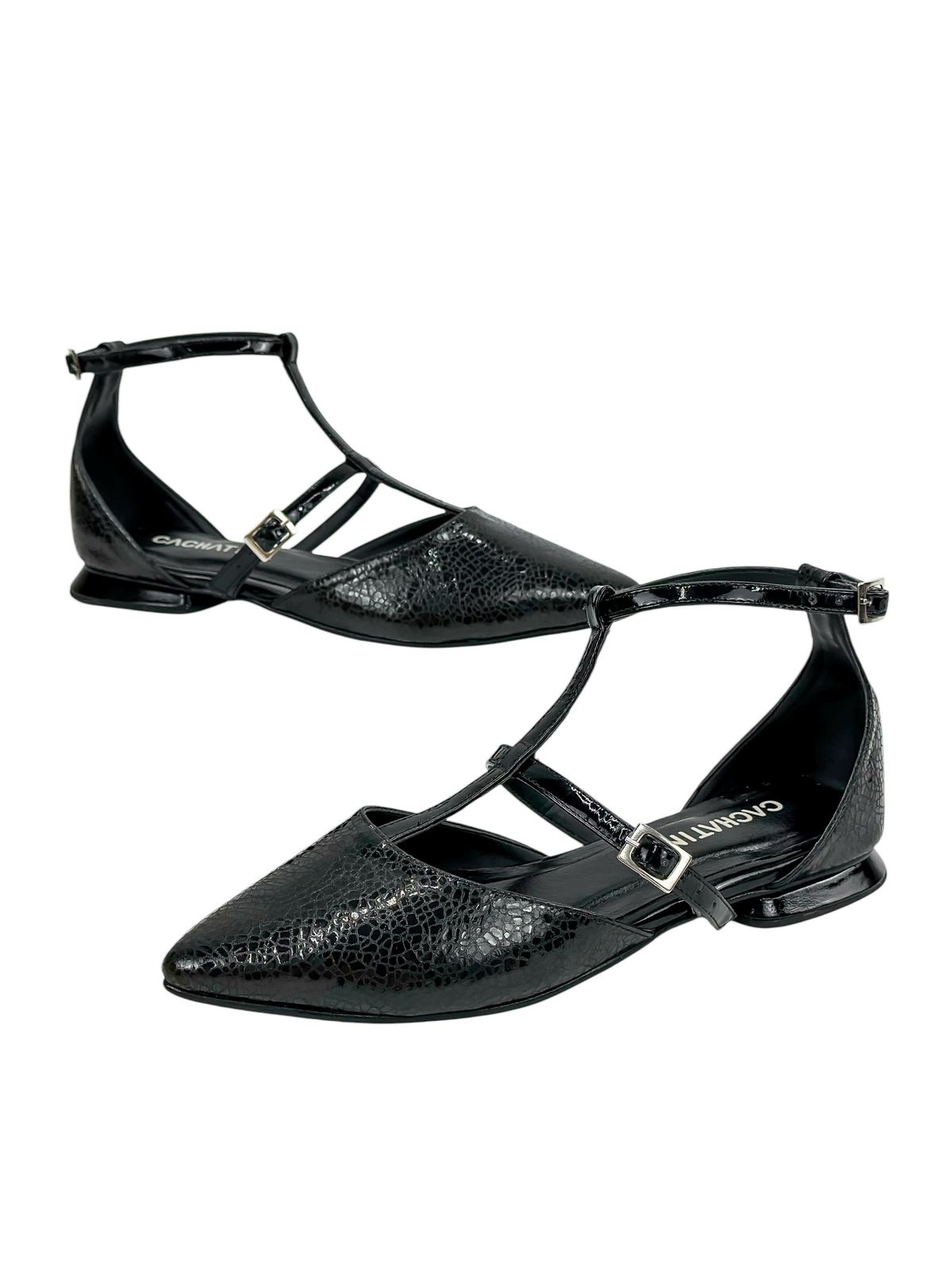 MARGOTH - FOLIA AGATA NEGRO X CHAROL NEGRO - TACON 1.5 - BALETA-CALZADO CACHATINA