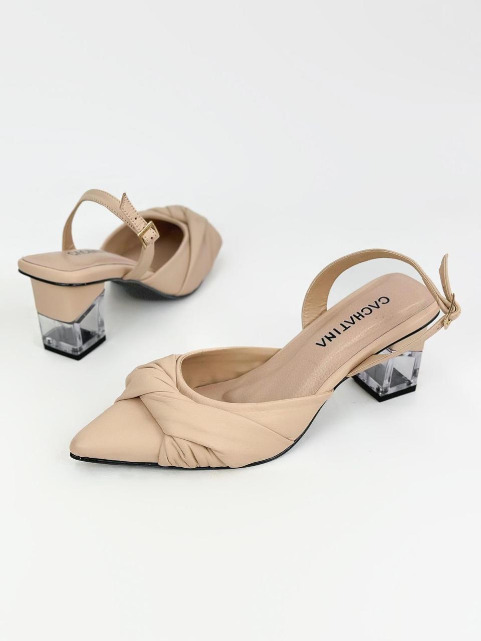 YASMIN- CONFECCION NUDE- TACON CRISTAL 5.5 - ESTILETO MUJER - CALZADO CACHATINA