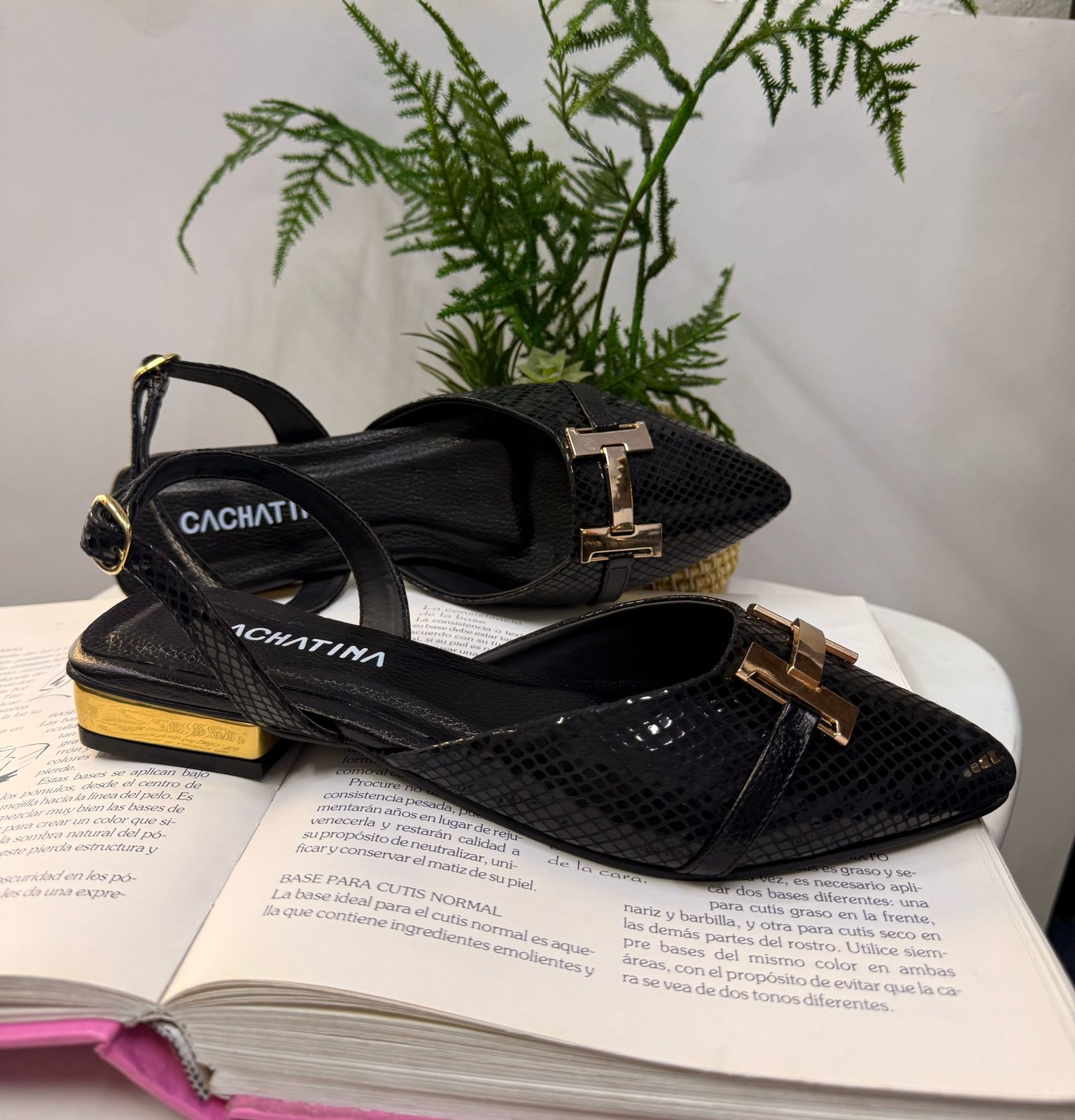 RAVENNA- AMAZON NEGRO - TACON 1.5 -BALETA  MUJER - CALZADO CACHATINA
