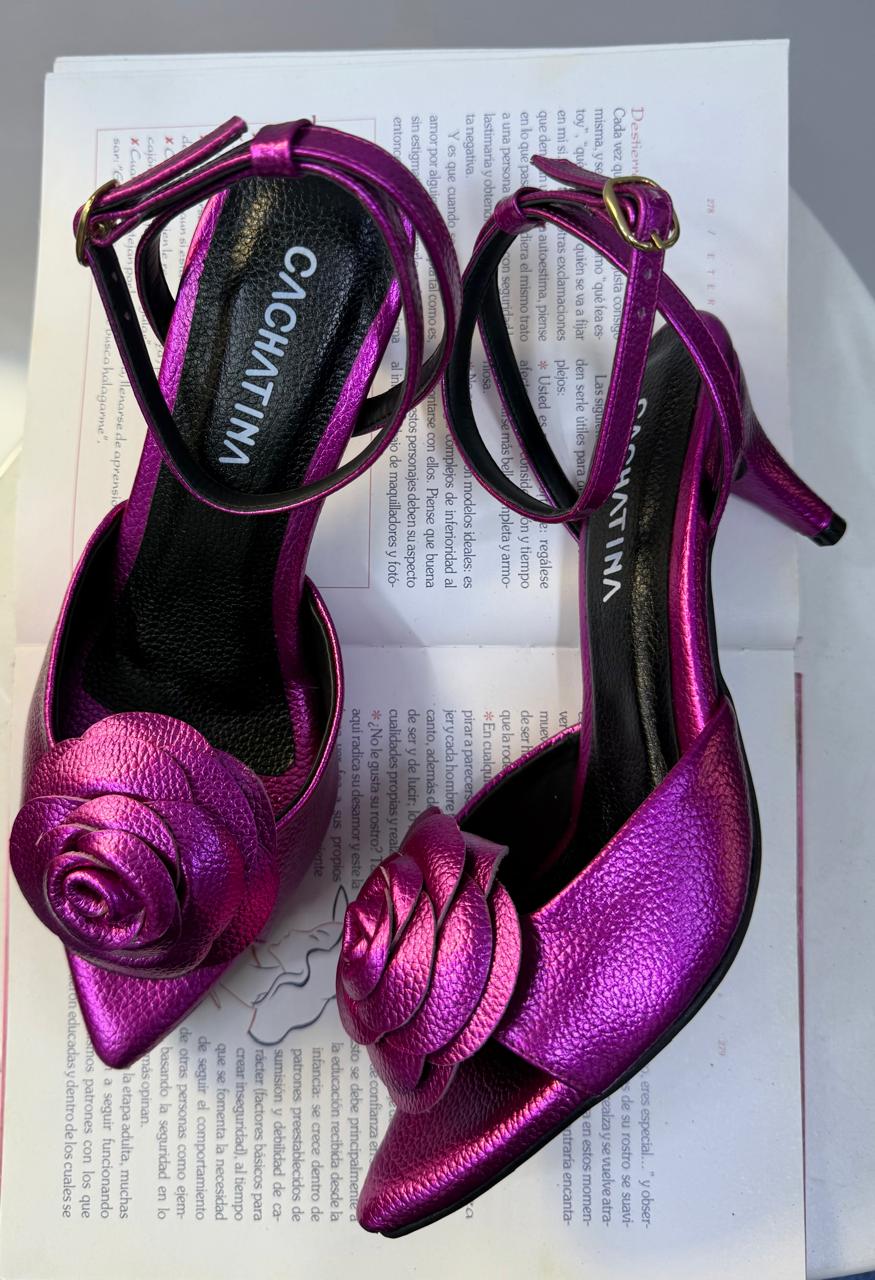 PANDORA - CUERO FUCSIA METALIZADO - TACON 5.5 -TACON  MUJER - CALZADO CACHATINA