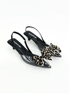 ISABELLA- ACETATO x BAMBIE NEGRO x DOBLE PINTA TRADICIONAL - TACON PUNTILLA- ALTURA 3.5 - CALZADO CACHATINA