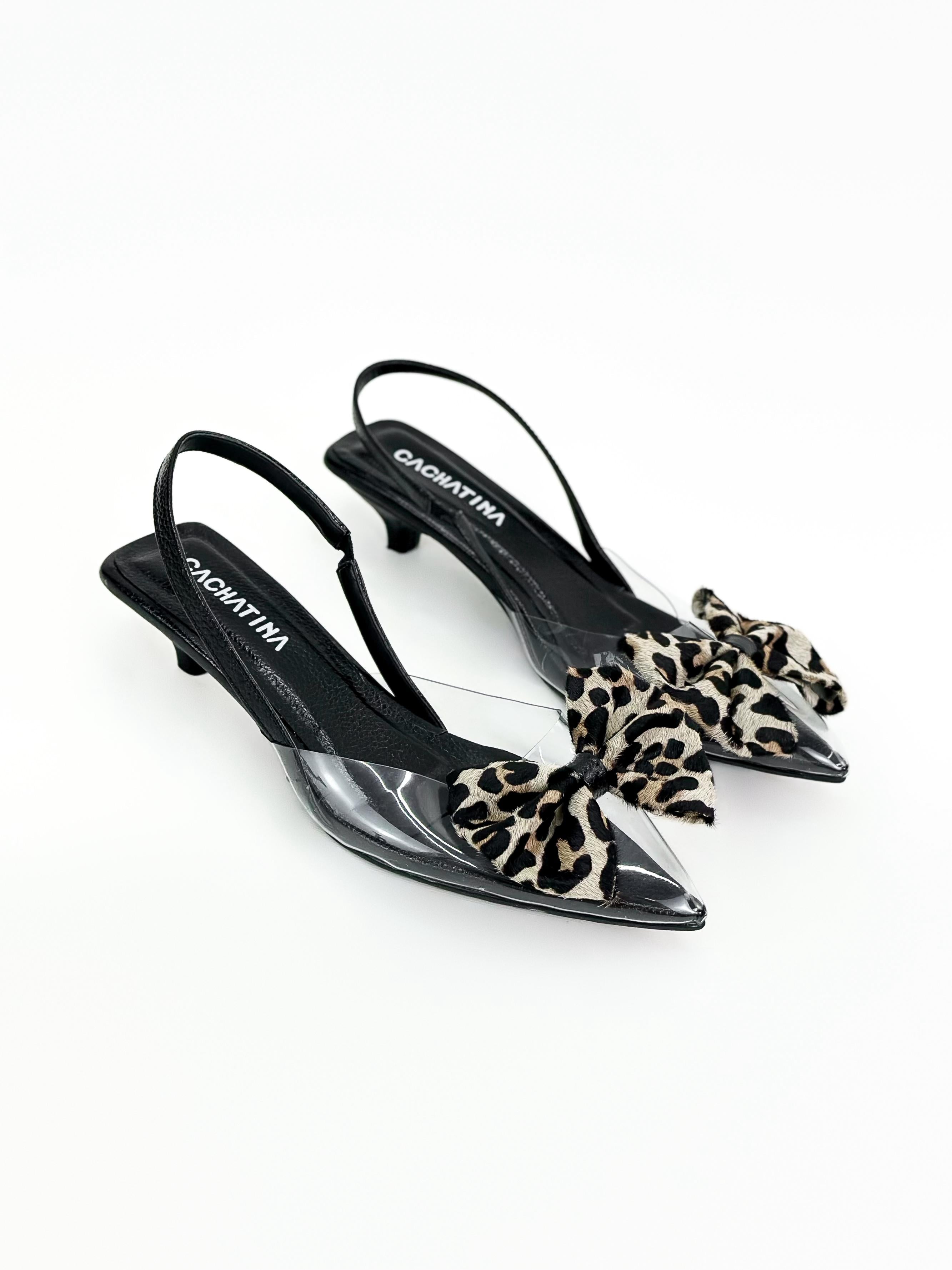 ISABELLA- ACETATO x BAMBIE NEGRO x DOBLE PINTA TRADICIONAL - TACON PUNTILLA- ALTURA 3.5 - CALZADO CACHATINA