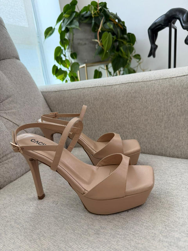 PLATAFORMA FLORENCIA - CUERO PRIMAVERA TAUPE - ALTURA 7.5 (12,5 CM) - CALZADO CACHATINA