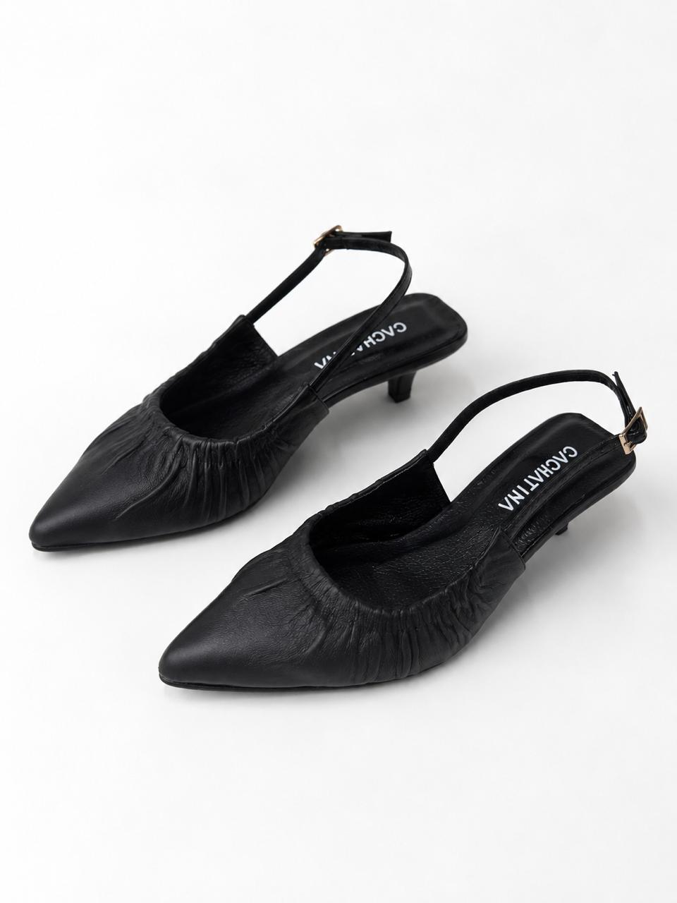 STILETO BLOOM - CONFECCION NEGRO - ALTURA 5.5 (8 CM) - CALZADO CACHATINA