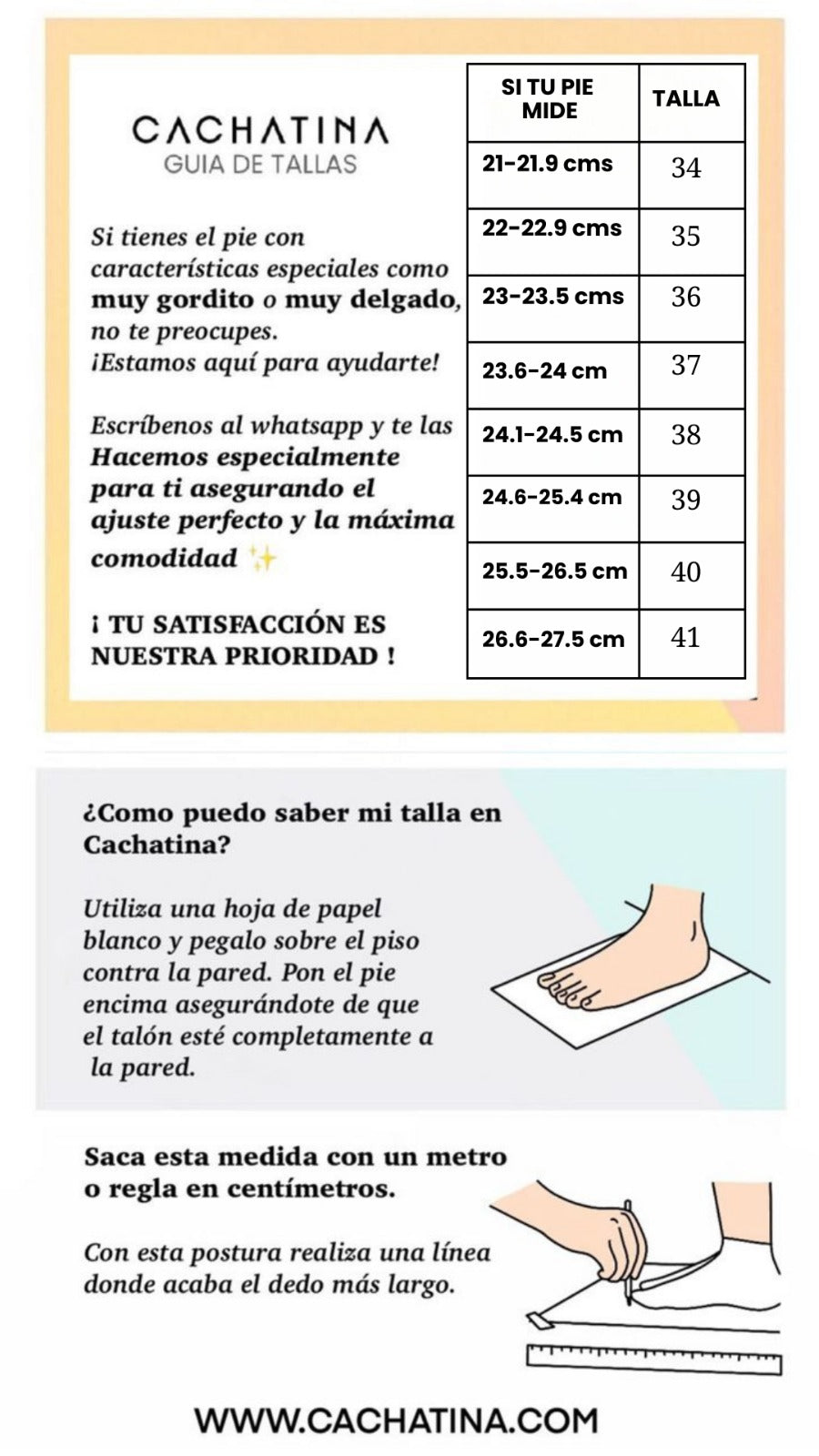 GUIA DE TALLAS - CACHATINA