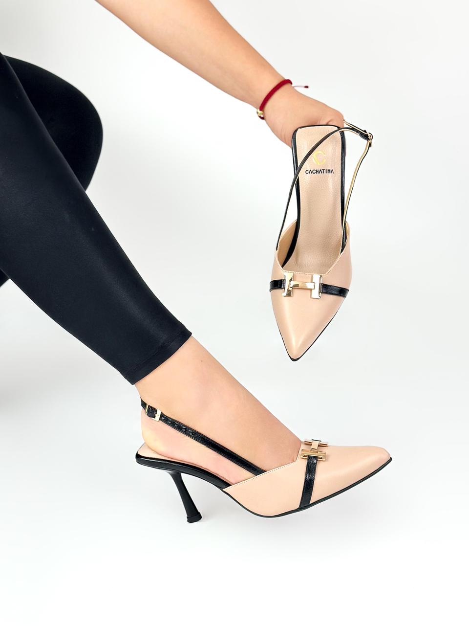 IZARA - ANDINO NUDE X BAMBY NEGRO - ESTILETO- TACON 7.5 (10CM) - ESTILETO MUJER - CALZADO CACHATINA