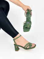 LEOCADIA- CONFECCION VERDE- ESTILETO- TACON 5.5 (7 CM) - ESTILETO MUJER - CALZADO CACHATINA