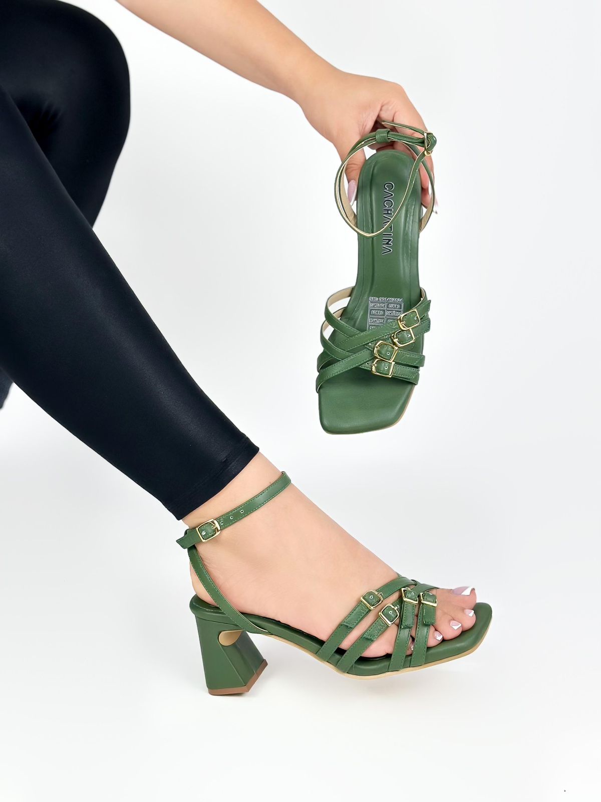 LEOCADIA- CONFECCION VERDE- ESTILETO- TACON 5.5 (7 CM) - ESTILETO MUJER - CALZADO CACHATINA