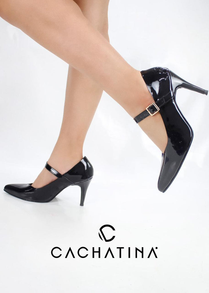 STILETTO BARI - CHAROL NEGRO - TACON 7.5 - ESTILETO MUJER - CALZADO CACHATINA