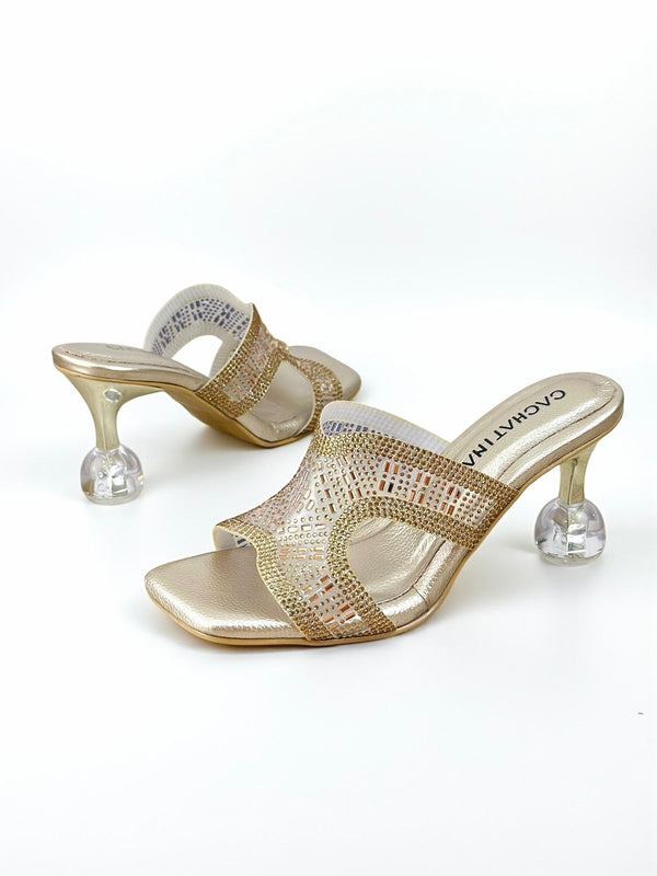 TACÓN  ZAFIRI - CAPELLADA IMPORTADA DORADO X BAMBY DORADA  - TACÓN  7.5 - TACÓN MUJER - CALZADO CACHATINA