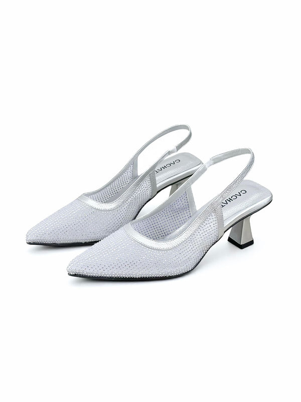 STILETTO TULIE - CAPELLADA IMPORTADA BRILLOS X PLATEADO - TACON 5.5 - ESTILETO MUJER - CALZADO CACHATINA (Copia)