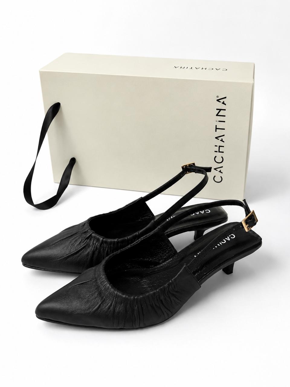 STILETO BLOOM - CONFECCION NEGRO - ALTURA 5.5 (8 CM) - CALZADO CACHATINA