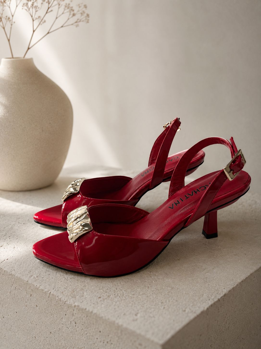 TACON NOVELLEA - CHAROL ROJO - ALTURA 5.5 (7,5 CM) - CALZADO CACHATINA