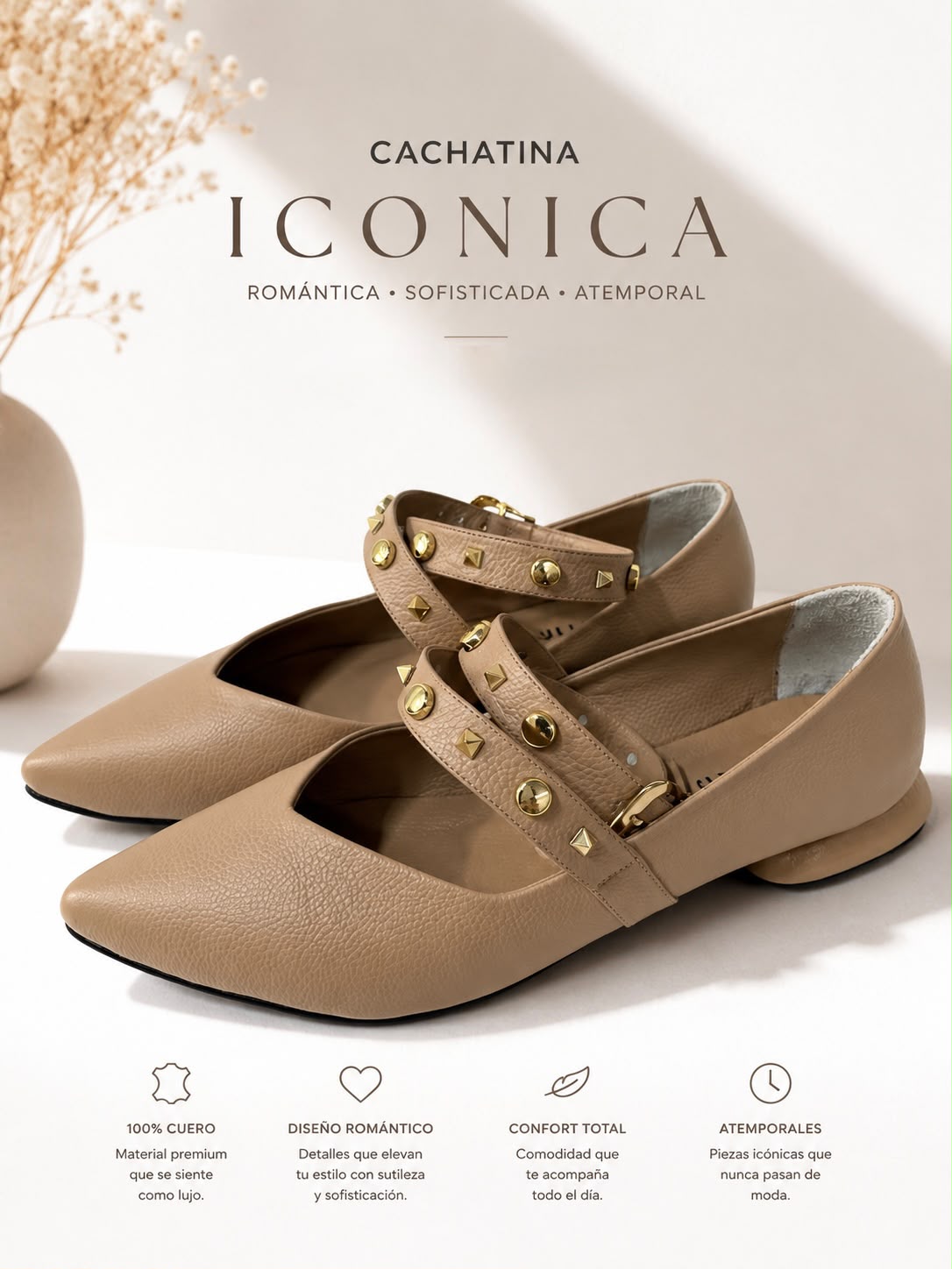 CALZADO CACHATINA -  BALETA MUJER - LETTY - CUERO PERGAMINO
