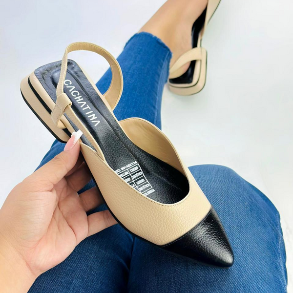 CALZADO CACHATINA - ZUECO MUJER - EMMA - CUERO PERGAMINO X NEGRO