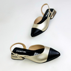 CALZADO CACHATINA - ZUECO MUJER - EMMA - CUERO DORADO X NEGRO