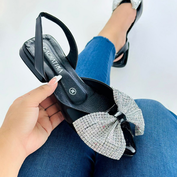 CALZADO CACHATINA - ZUECO MUJER - YAILY - CUERO CHAROL NEGRO