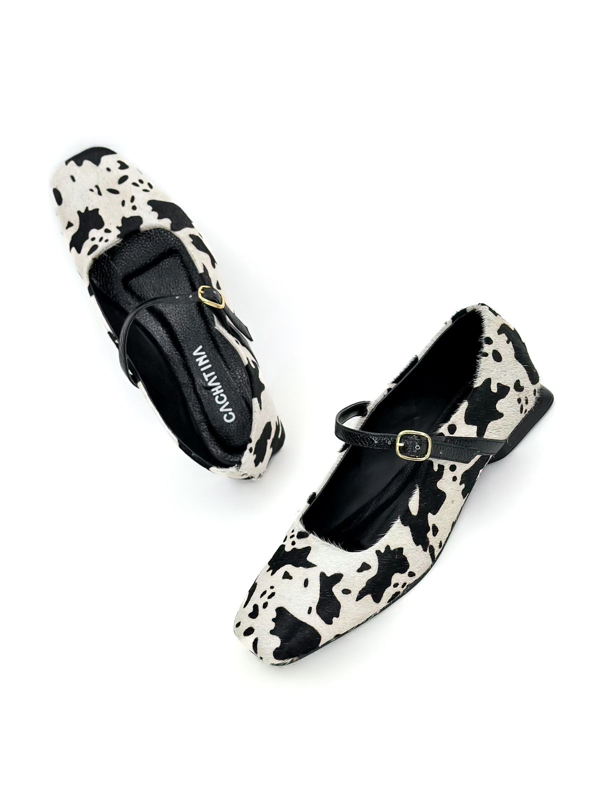 BALETA LUPE -PRINT VACA X BAMBIE NEGRO - TACON 1.5- BALETA- CALZADO CACHATINA