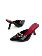 STILETTO LIU - CHAROL NEGRO X ANIMAL PRINT - TACON 7.5 - ESTILETO MUJER - CALZADO CACHATINA