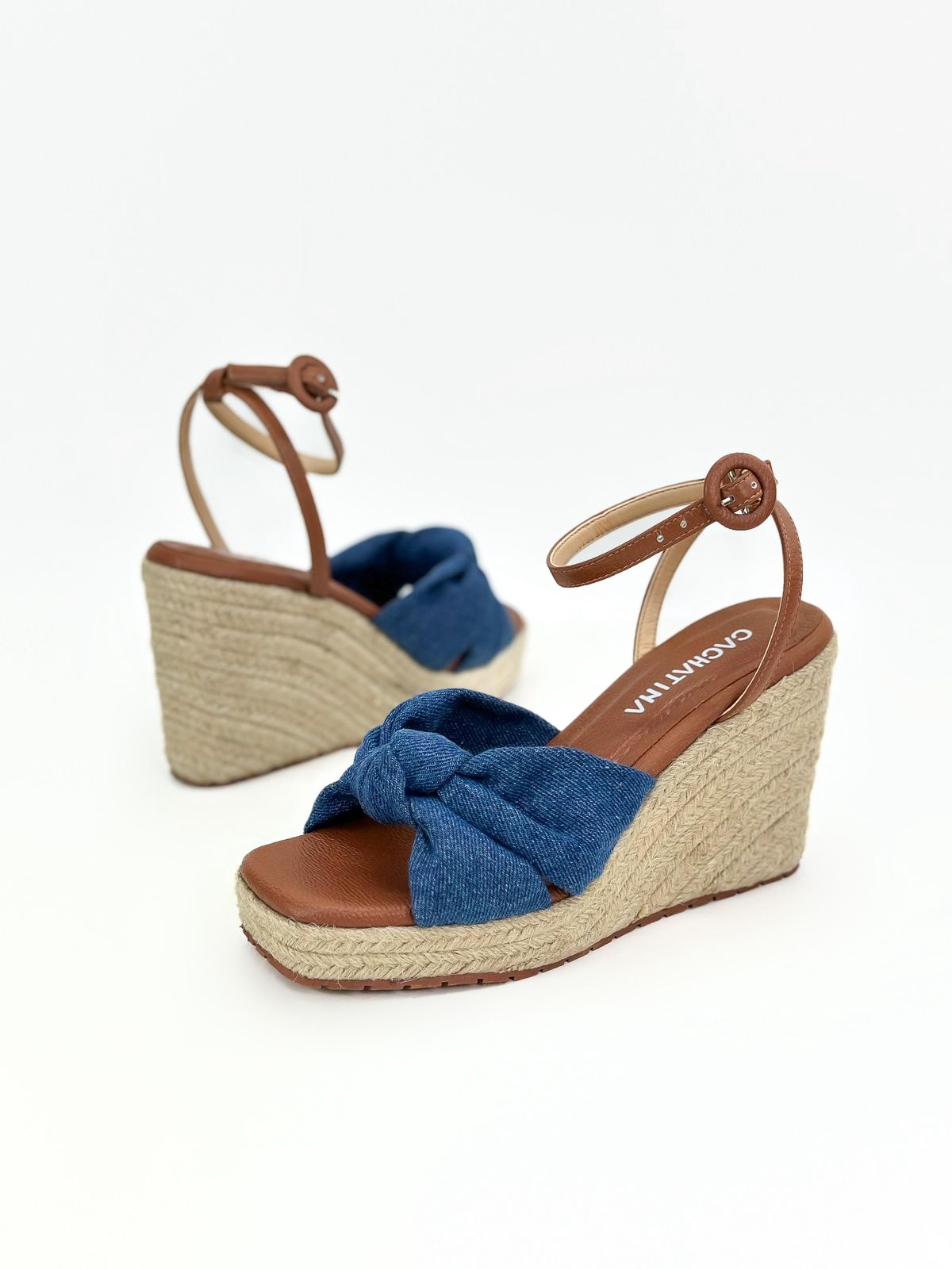 PLATAFORMA DEKO - CUERO AREQUIPE X DENIM OSCURO  - ALTURA 7.5 (10 CM) - CALZADO CACHATINA