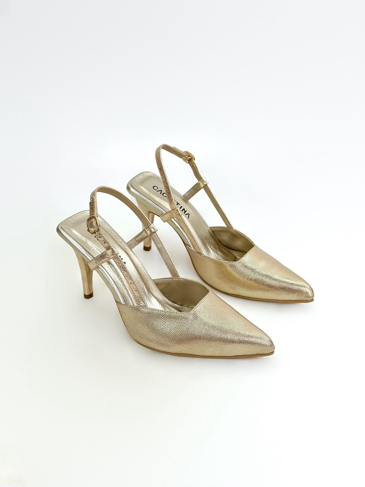 STILETTO ADAKU - FIOTTY DORADO - TACON 7.5 - ESTILETO MUJER - CALZADO CACHATINA