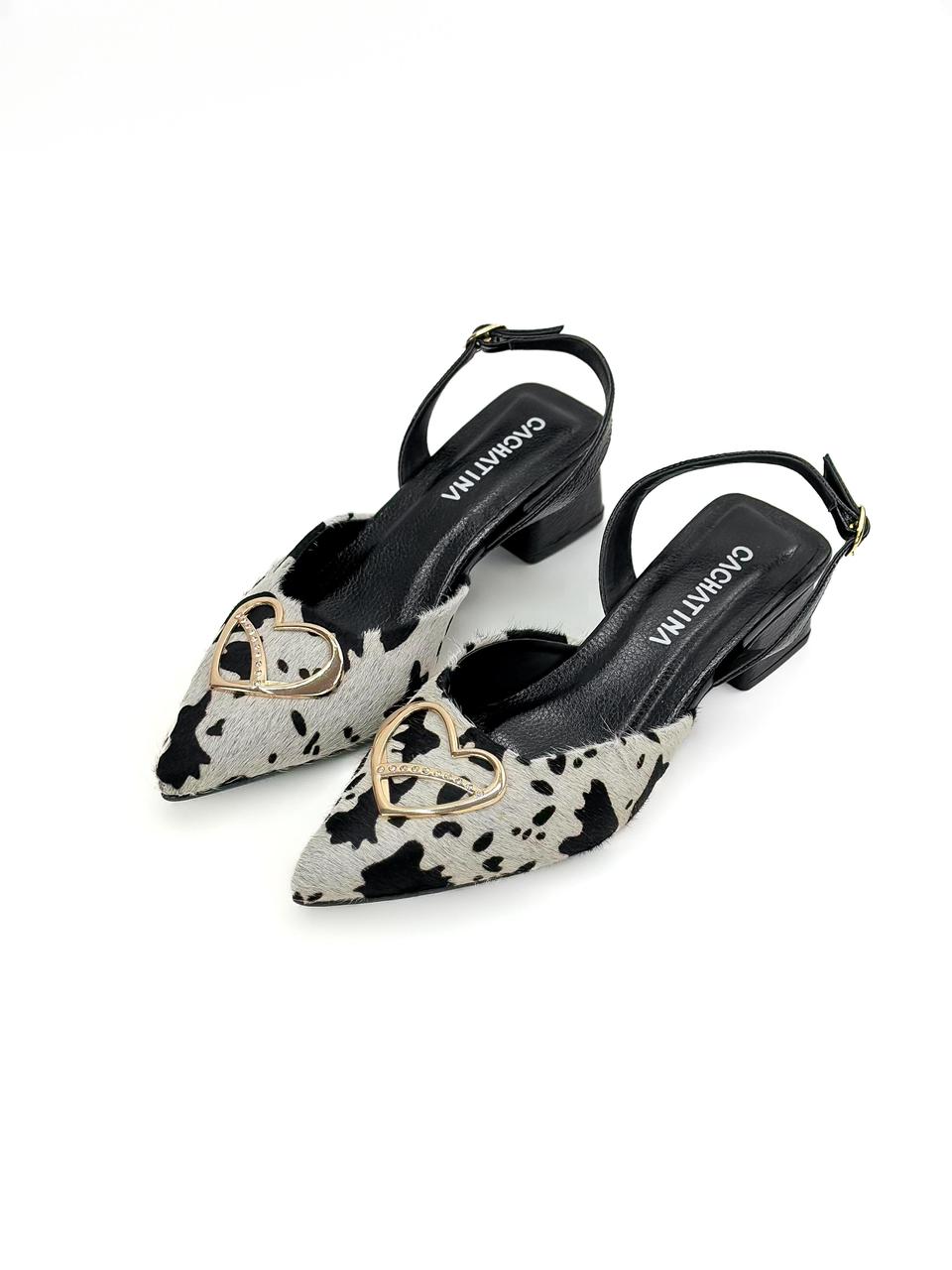 STILETTO TAILAN - PRINT VACA X BAMBIE NEGRO - ALTURA 3.5 - CALZADO CACHATINA