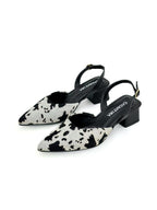 STILETTO TALIANA - PRINT VACA X BAMBIE NEGRO - TACON CUADRADO - ALTURA 3.5 - CALZADO CACHATINA