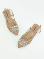 BALETA FIONI - MALLA BEIGE X CHAROL TAUPE - TACON 1.5- BALETA- CALZADO CACHATINA