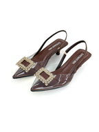 STILETTO OCAI- ACETATO x BAMBIE CHCOLATE AVELLANA - TACON PUNTILLA- ALTURA 3.5 - CALZADO CACHATINA
