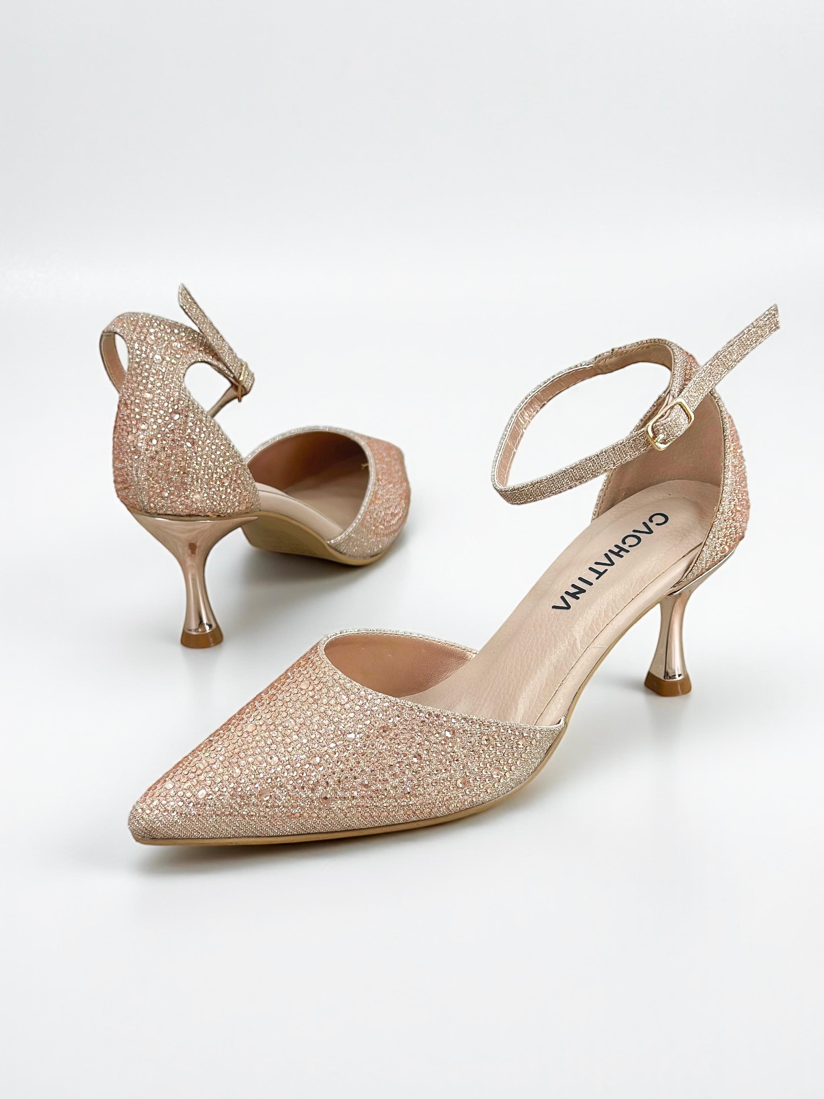 STILETTO PERGAR - CAPELLADA IMPORTADA ORO ROSA X NUDE - TACON 5.5 - ESTILETO MUJER - CALZADO CACHATINA