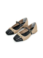 BALETA KRIS - CUERO BAMBIE CAPUCHINO X NEGRO MOJADO - TACON 1.5- BALETA- CALZADO CACHATINA