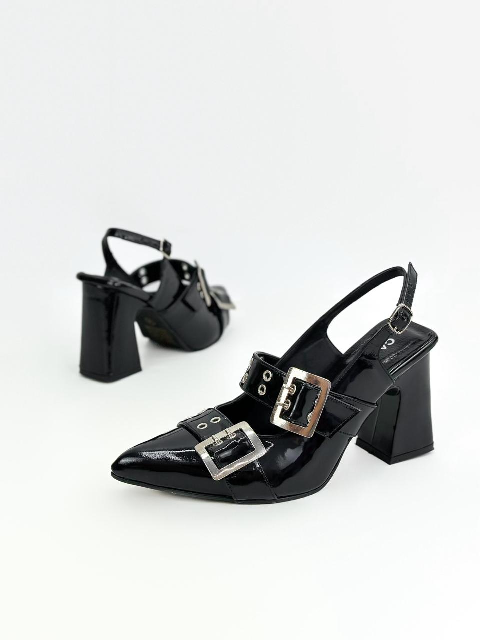 STILETTO BIMBAM - CHAROL NEGRO - TACON 7.5 - ESTILETO MUJER - CALZADO CACHATINA