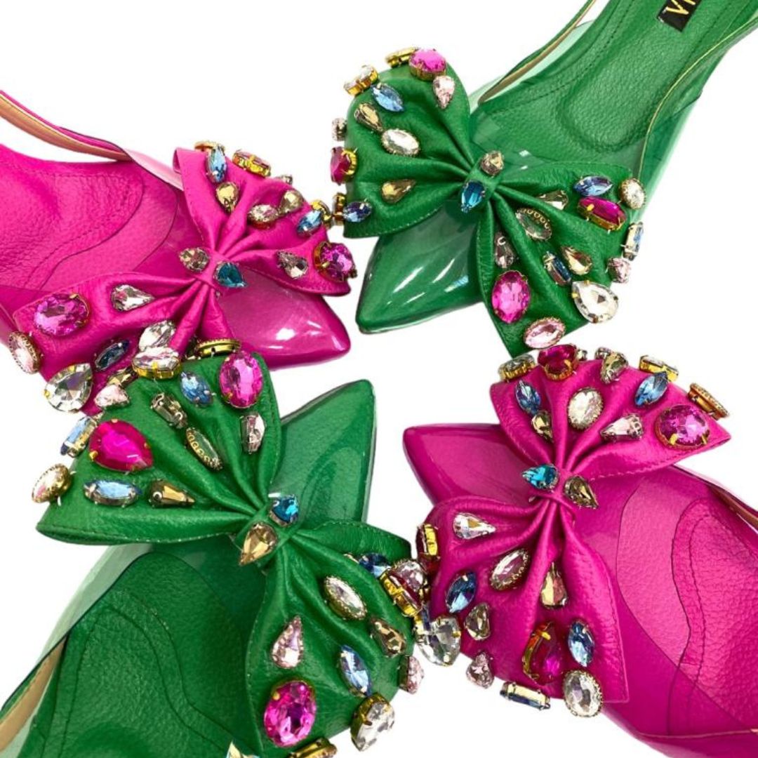 DOMENICA - CALZADO CACHATINA - ESTILETO MUJER - CUERO VERDE LOZZA - TACON 3.5 (5 CM)