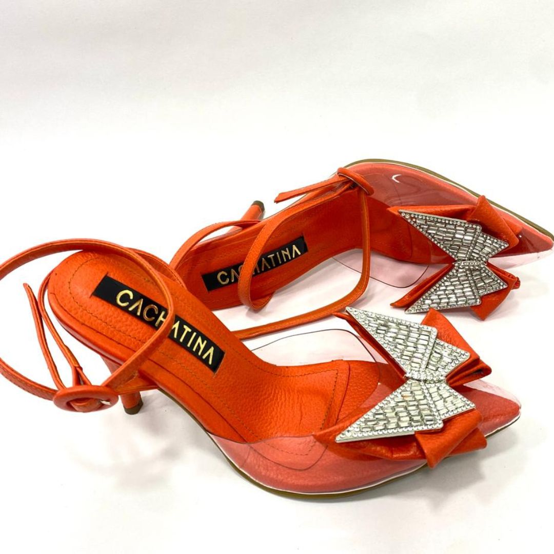 KLARENT - CALZADO CACHATINA - ESTILETO MUJER - CUERO NARANJA - TACON 8.5 (11 CM)