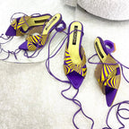 TACÒN - ORMALIA - 5.5 - CUERO SATIN MORADO X AMARILLO - CALZADO CACHATINA