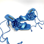 TACON - SEXY FLOWER - 7.5 - CUERO AZUL METALIZADO - CALZADO CACHATINA