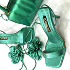 TACON - SEXY FLOWER - 7.5 - CUERO VERDE METALIZADO - CALZADO CACHATINA