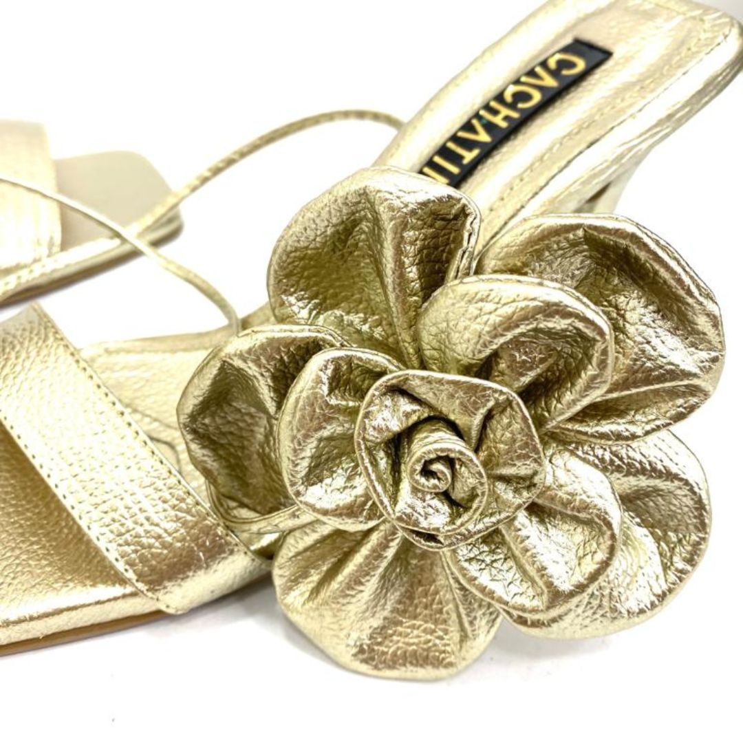 TACON - SEXY FLOWER - 7.5 - CUERO DORADO - CALZADO CACHATINA