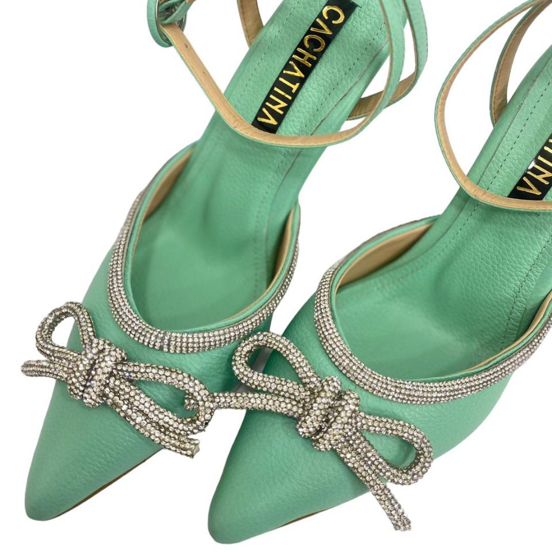 FABRIZIA - CALZADO CACHATINA - ESTILETO MUJER - CUERO VERDE CASCADE - TACON 8.5 (11 CM)