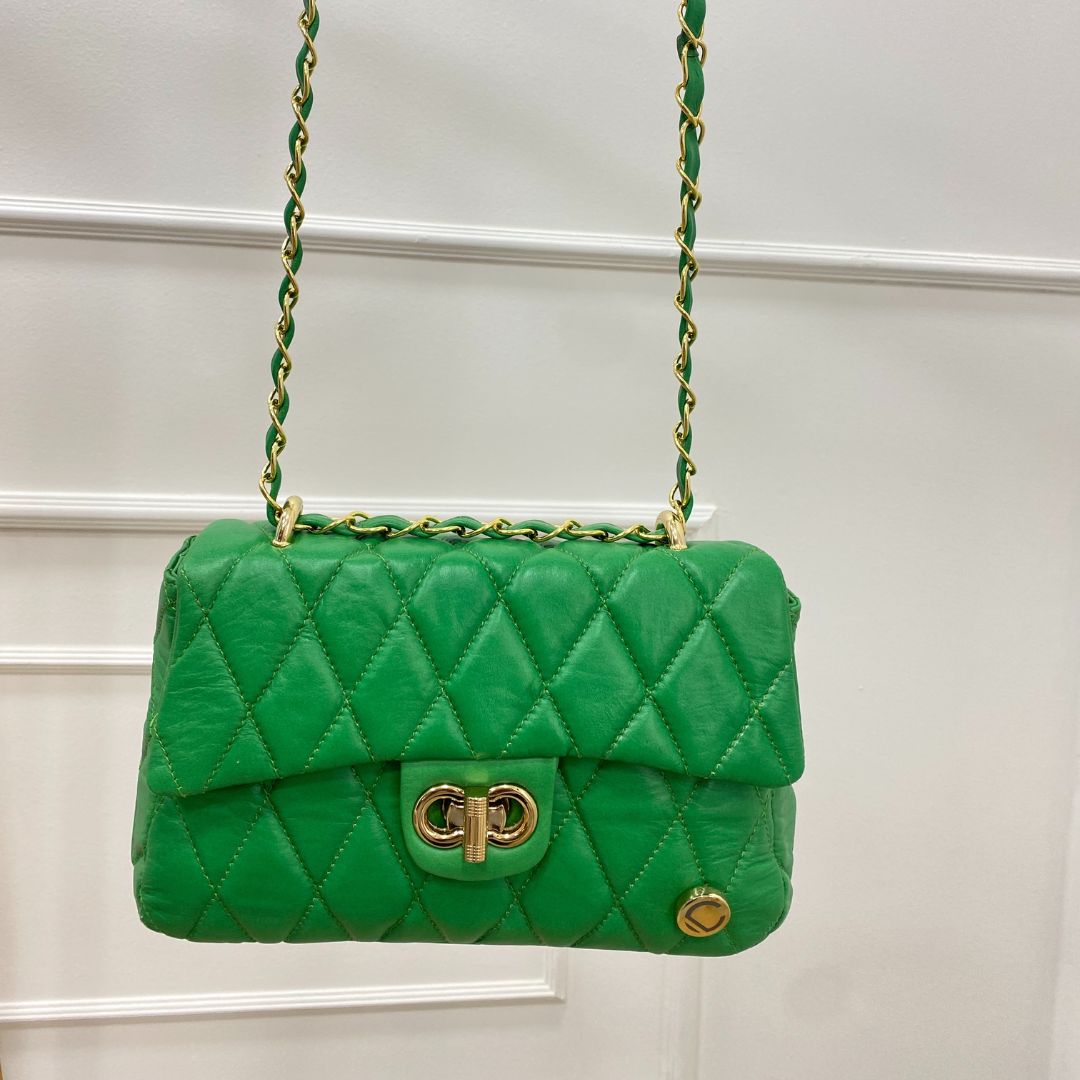 BOLSO CACHATINA - RIVER BAG - CUERO VERDE LOZA