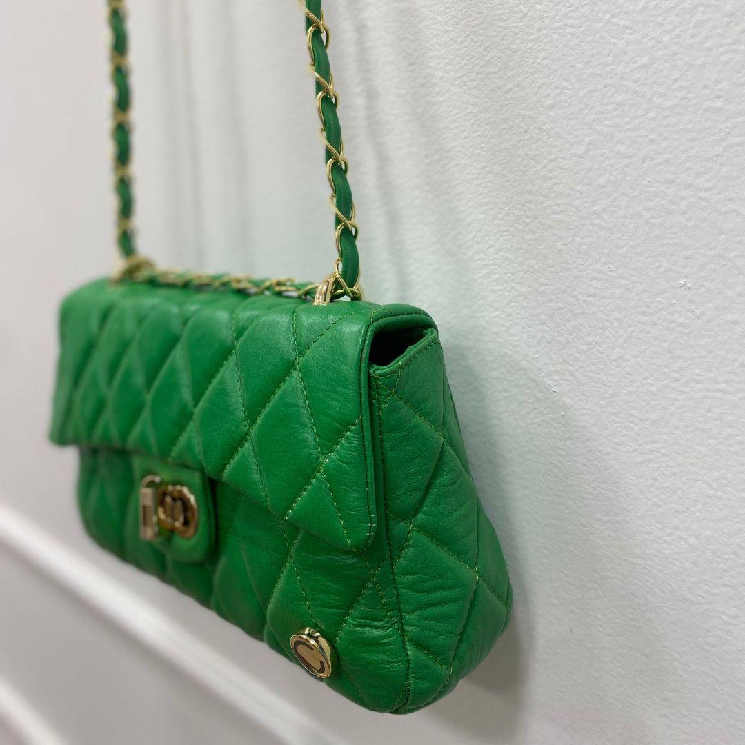 BOLSO CACHATINA - RIVER BAG - CUERO VERDE LOZA