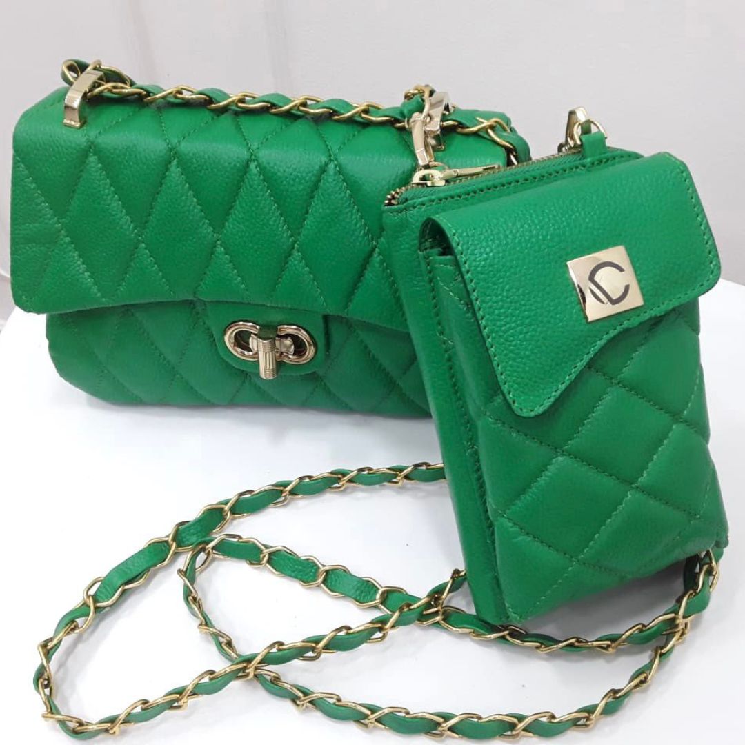 BOLSO CACHATINA - RIVER BAG - CUERO VERDE LOZA