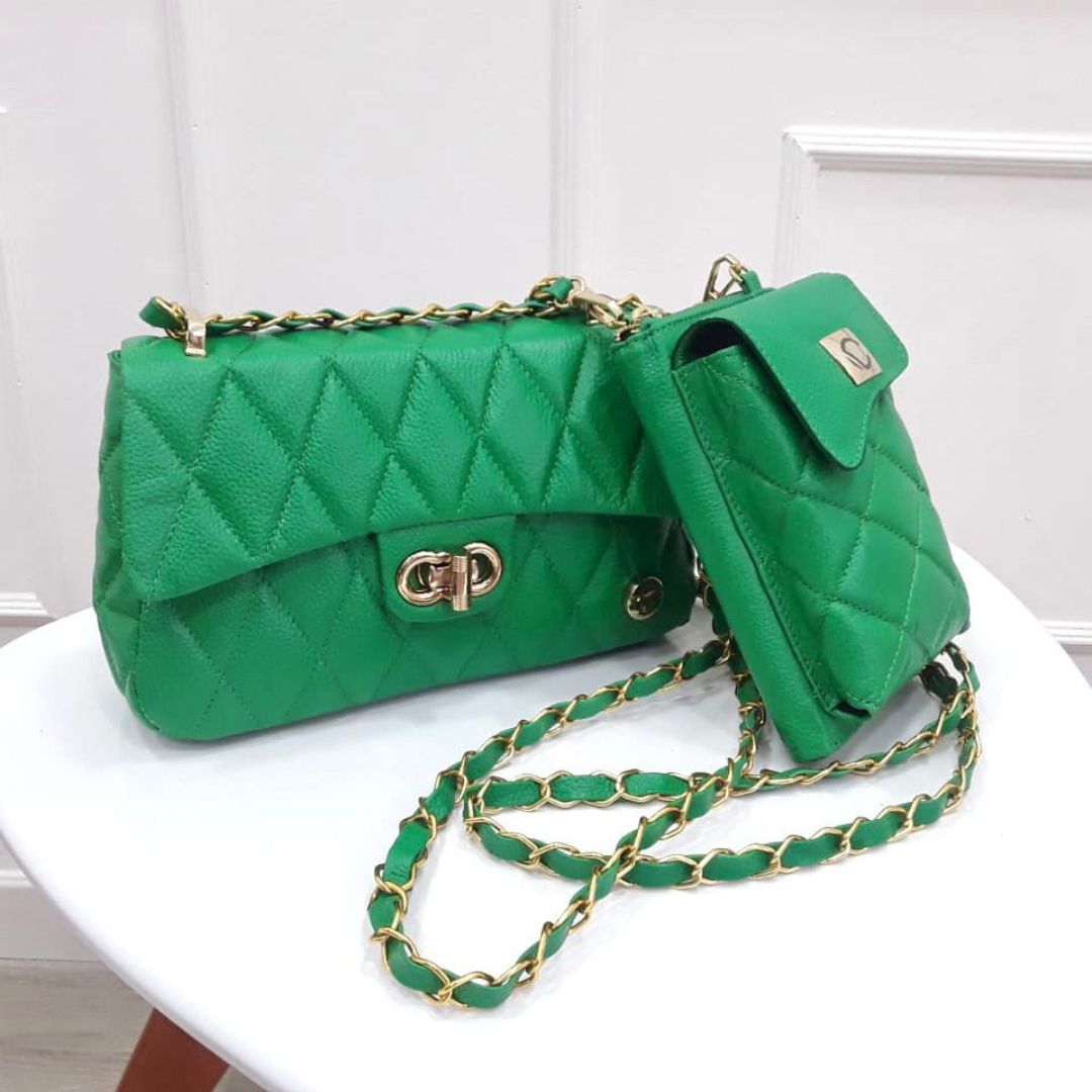 BOLSO CACHATINA - RIVER BAG - CUERO VERDE LOZA