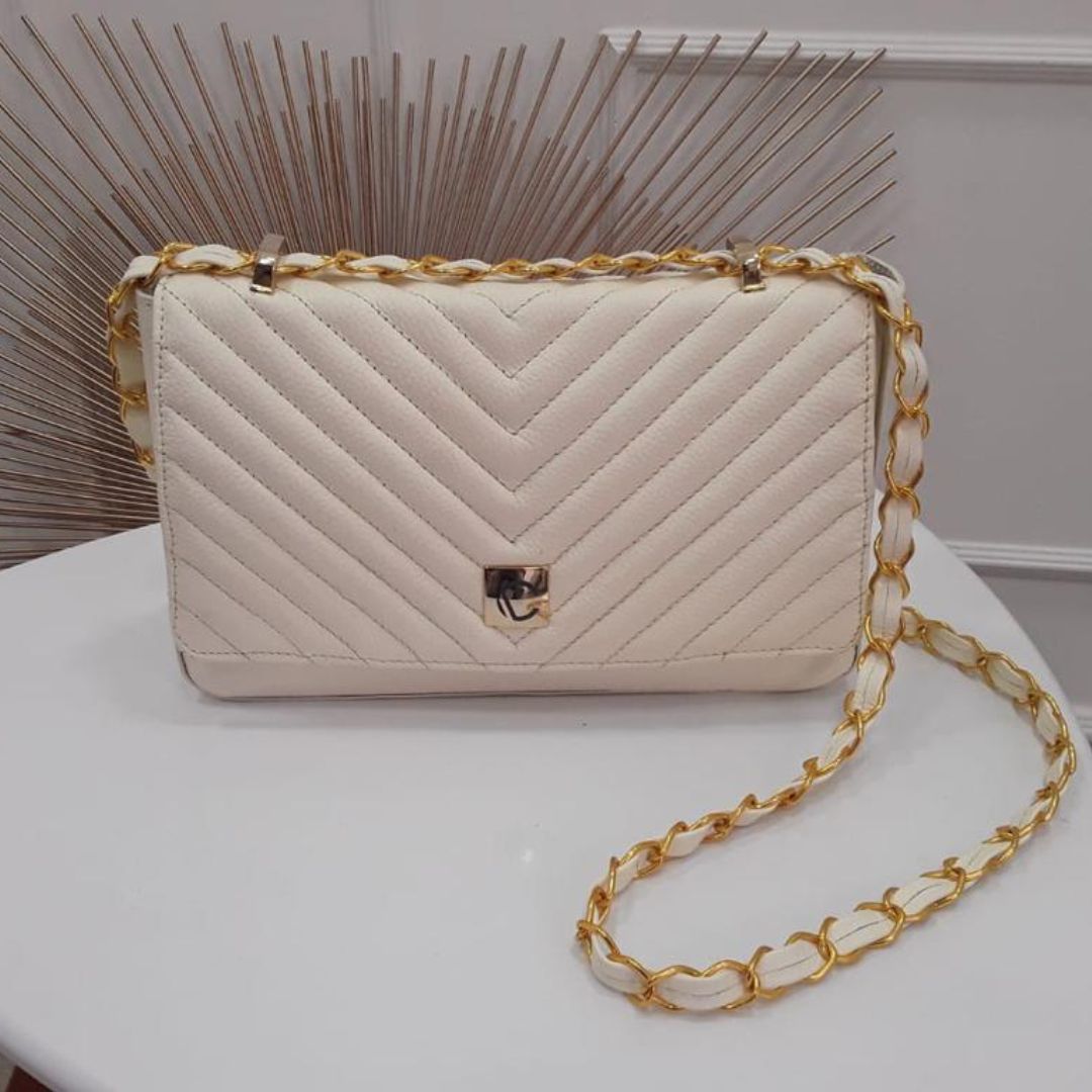 BOLSO CACHATINA - KLOE BAG - CUERO TALCO