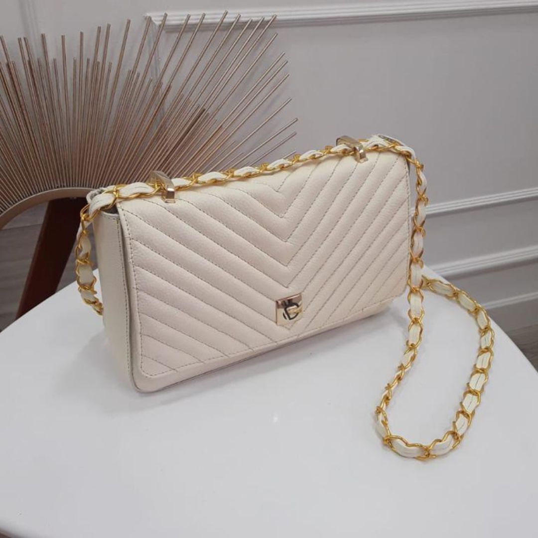 BOLSO CACHATINA - KLOE BAG - CUERO TALCO