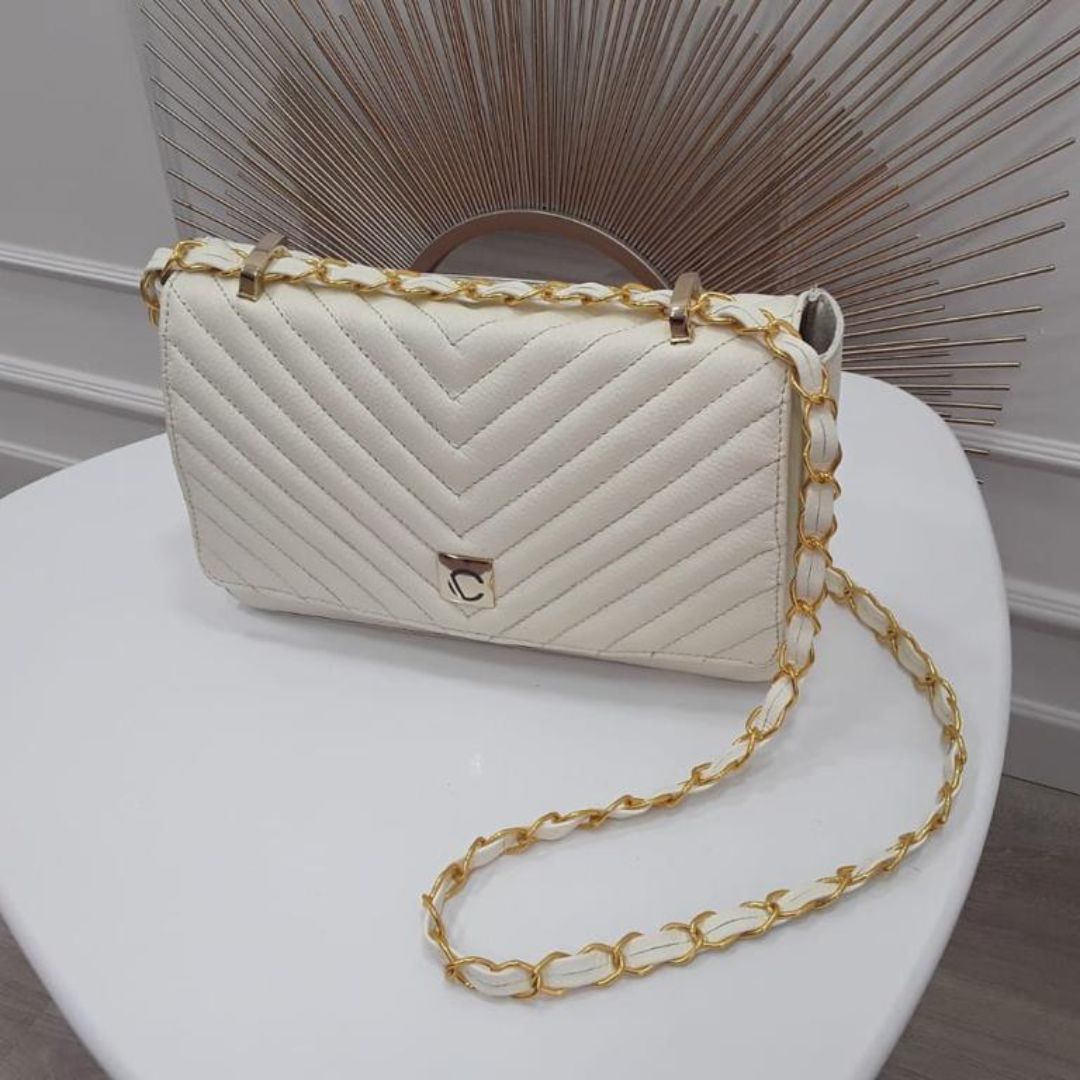 BOLSO CACHATINA - KLOE BAG - CUERO TALCO