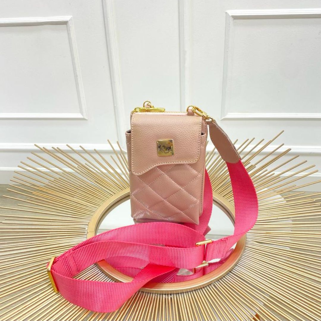 BOLSO CACHATINA - TRIXIE BAG - CUERO TAUPE (RIATA ROSADA)